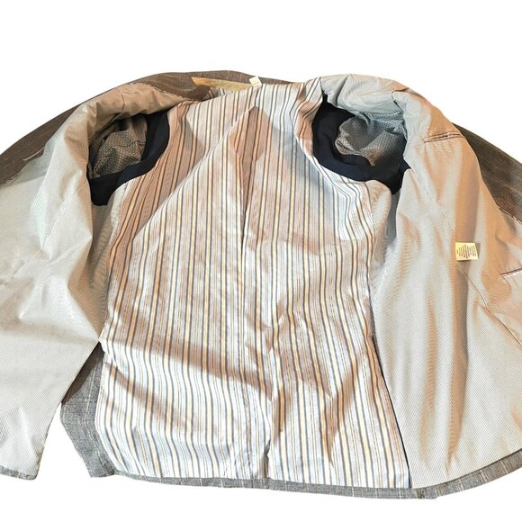 Joseph Abboud Blue/Gray Plaid Dual Vent Linen Cotton Blazer Jacket Mens Size XXL - Picture 7 of 9